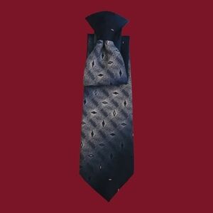 3/$30 WINDSOR 1980s Blue Diamond Pattern Clip-on Tie